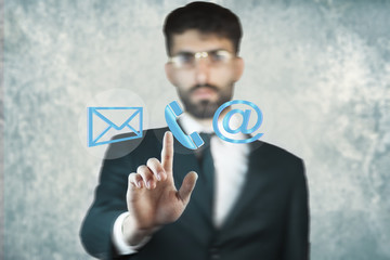 man choosing mail as a contact method