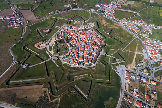 Aerial view of the village of Almeida in Portugal; Concept for travel in Portugal