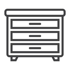 Drawer unit line icon, Furniture and interior element, vector graphics, a linear pattern on a white background, eps 10.