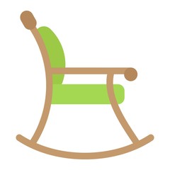 Rocking chair flat icon, Furniture and interior element, vector graphics, a colorful solid pattern on a white background, eps 10.