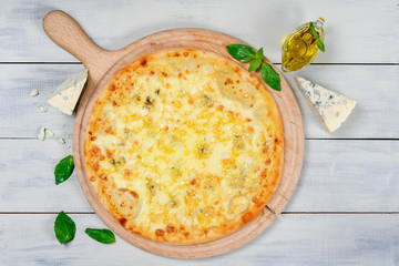 Three cheese pizza