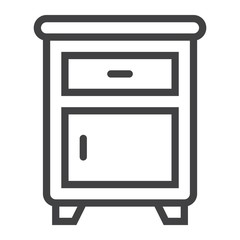 Nightstand line icon, Furniture and interior element, vector graphics, a linear pattern on a white background, eps 10.