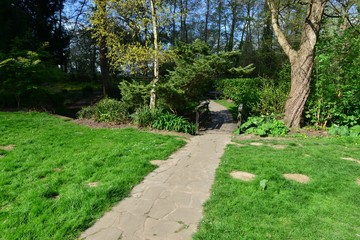 Fototapeta na wymiar A garden path at the Riverside walk in Horsham, West Sussex.