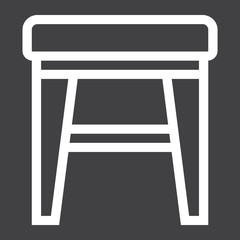 Stool line icon, Furniture and interior element, vector graphics, a linear pattern on a black background, eps 10.
