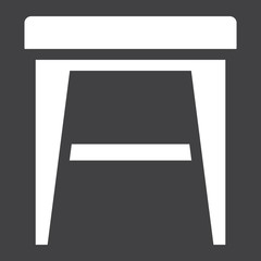 Stool solid icon, Furniture and interior element, vector graphics, a filled pattern on a black background, eps 10.