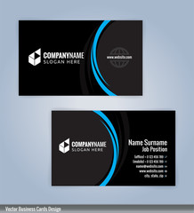 Blue and  Black modern business card template, Illustration Vector 10