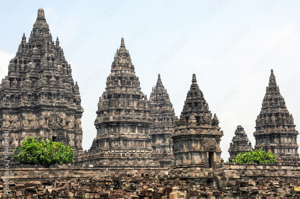 Wall mural prambanan is a hindu temple compound in java on indonesia