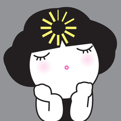 Tired Exhausted Girl Is In The Process Of Loading And Boosting Her Energy Mode Concept Card Character illustration