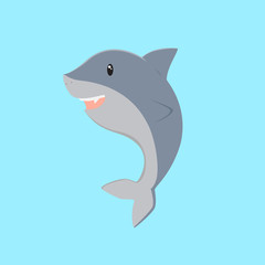 cute happy shark vector