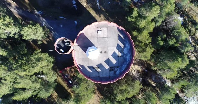 Halikko watertower, Cinema 4k rising above view aerial of Halikko water tower, on a sunny spring day, in Salo, Finland