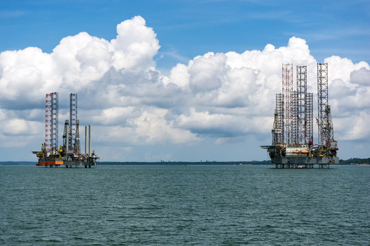 Oil rigs located near the Tangjung Langsat Port in Pasir Gudang, Johor Malaysia.