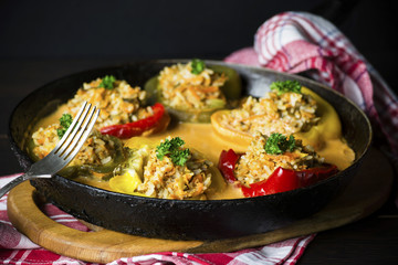 Stuffed pepper with rice and meat