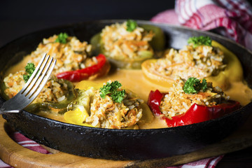 Stuffed pepper with rice and meat