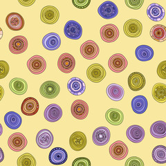 abstract vector vintage colored circles seamless pattern