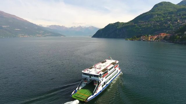 Ferry boat on Como lake in Italy - Port of Varenna