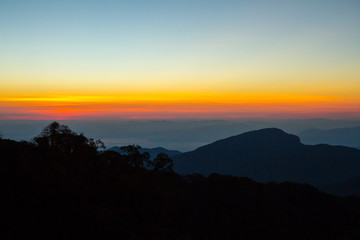 Sunrise at Doi Inthanon National Park in Chiang Mai Province Northern Thailand