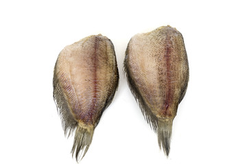 Dried fish ,thai food isolated on white