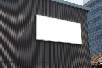 Large blank billboard on a street wall, banners with room to add your own text
