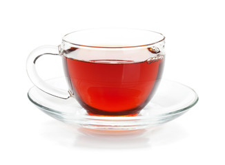 Black tea in glass cup