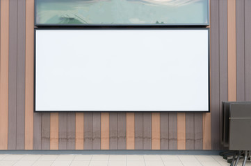 Large blank billboard on a street wall, banners with room to add your own text