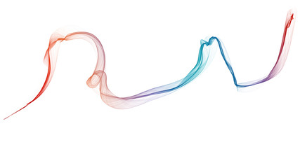 3D illustration of colorful waves look like smoke