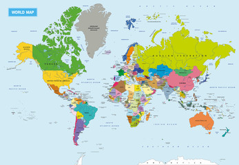 Fototapeta na wymiar New Detailed Political World Map