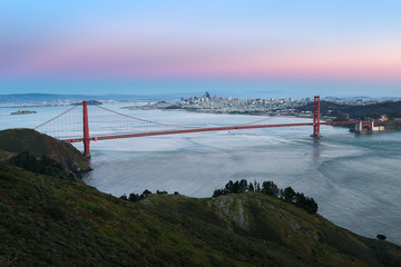 Golden Gate Bridge from overlook at Marin Headland