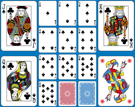 Clubs Suite Playing Cards French Style
