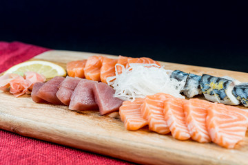 Japanese food fresh raw fish mixed sashimi