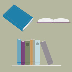 Set of books in a flat design