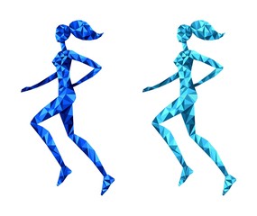 Fototapeta na wymiar Running young woman. Abstract polygonal illustration.
