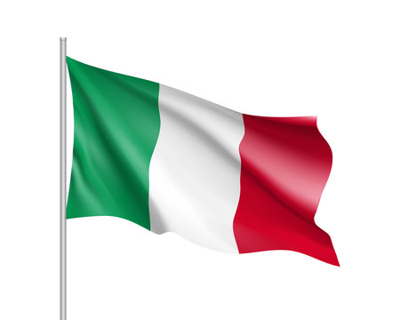 National flag of Italy country. Italian patriotic sign in official colors: green, white and red. Nation symbol of Sounhern European state. Vector illustration