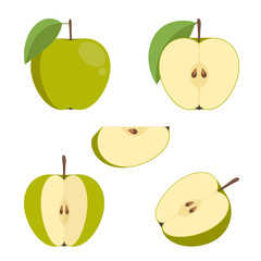 reen  Apple, vector fruit.