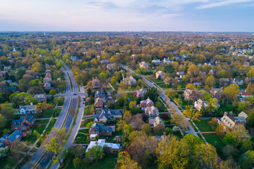 Aerial view of Guilford, in Baltimore, Maryland.