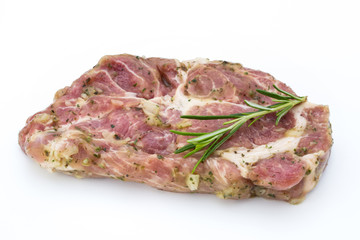 Pork chop, marinated. Isolated on the white background.