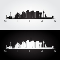Milan city skyline silhouette