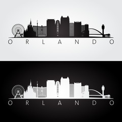 Orlando city skyline silhouette - obrazy, fototapety, plakaty
