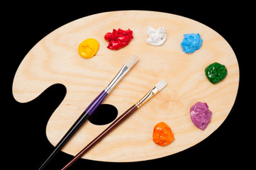 Colored paint on the art palette
