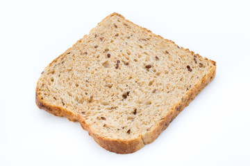 Slices of rye bread isolated on white background.