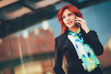 Businesswoman Talking On Smartphone