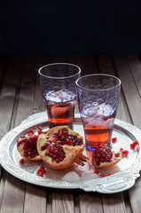 A freshly opened pomegranate fruit