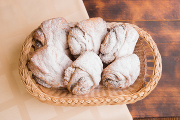 rolls in powdered sugar, pastries