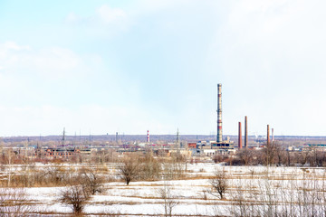 Obraz premium The image of an abandoned factory. The view from afar 1