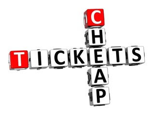 3D Ticket Cheap Crossword on white background