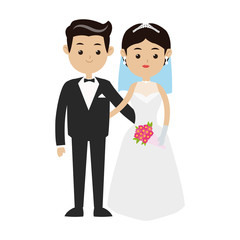 wedding couple cartoon icon over white background. colorful design. vector illustration