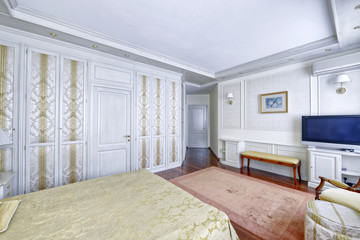 Russia, Moscow region - bedroom interior in a new luxury house.