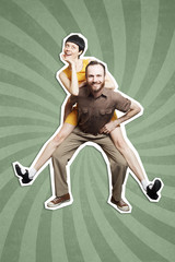 Rock'n'roll dance boogie woogie. Boogie acrobatic stunt in a studio background. Dance for...