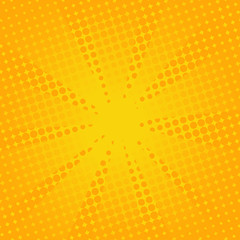 Retro rays comic yellow background. Gradient halftone pop art style