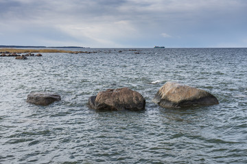 Fototapeta premium The Baltic Sea and cargo ship