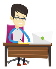 Student using laptop for education.